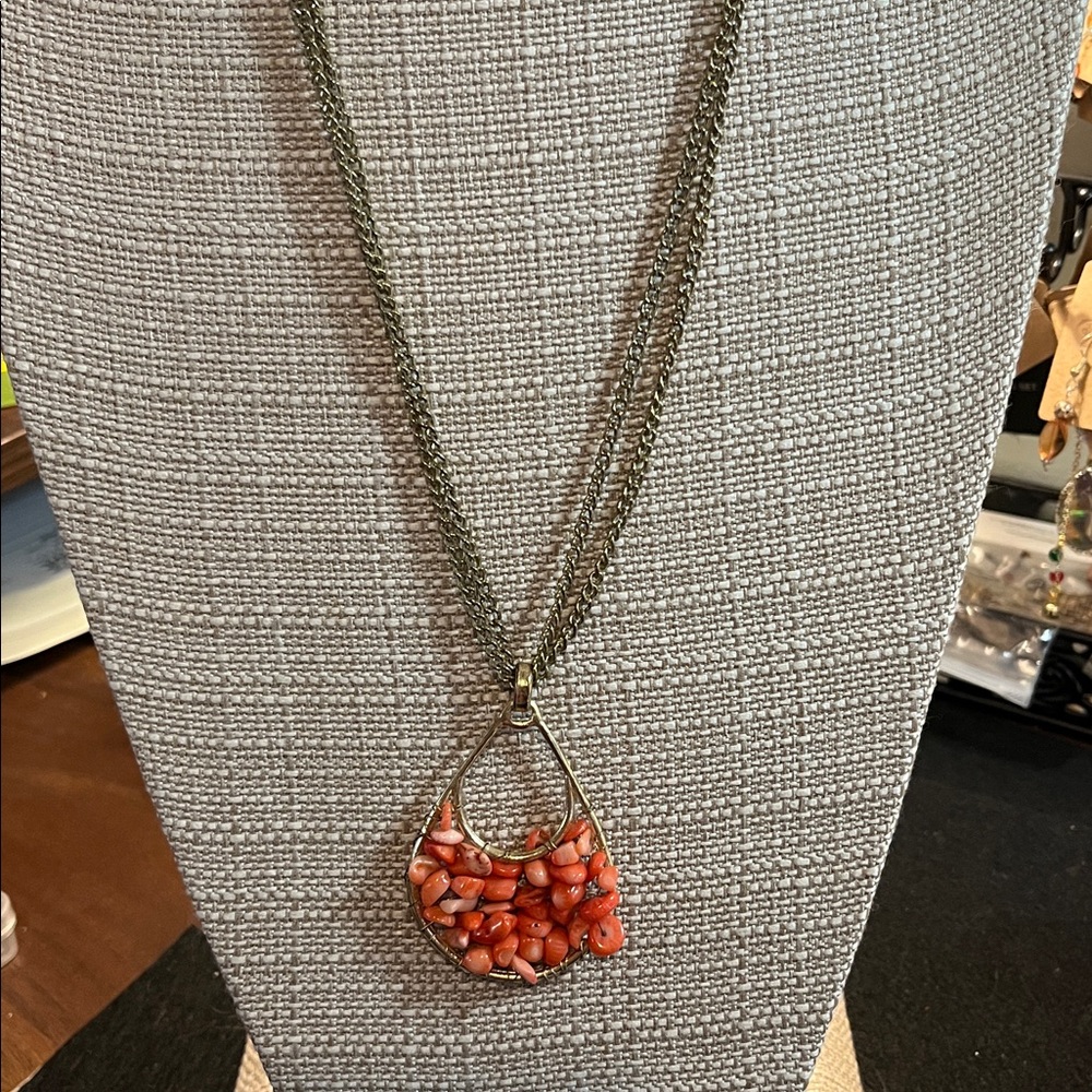 Kenneth Cole Gold and Coral Necklace